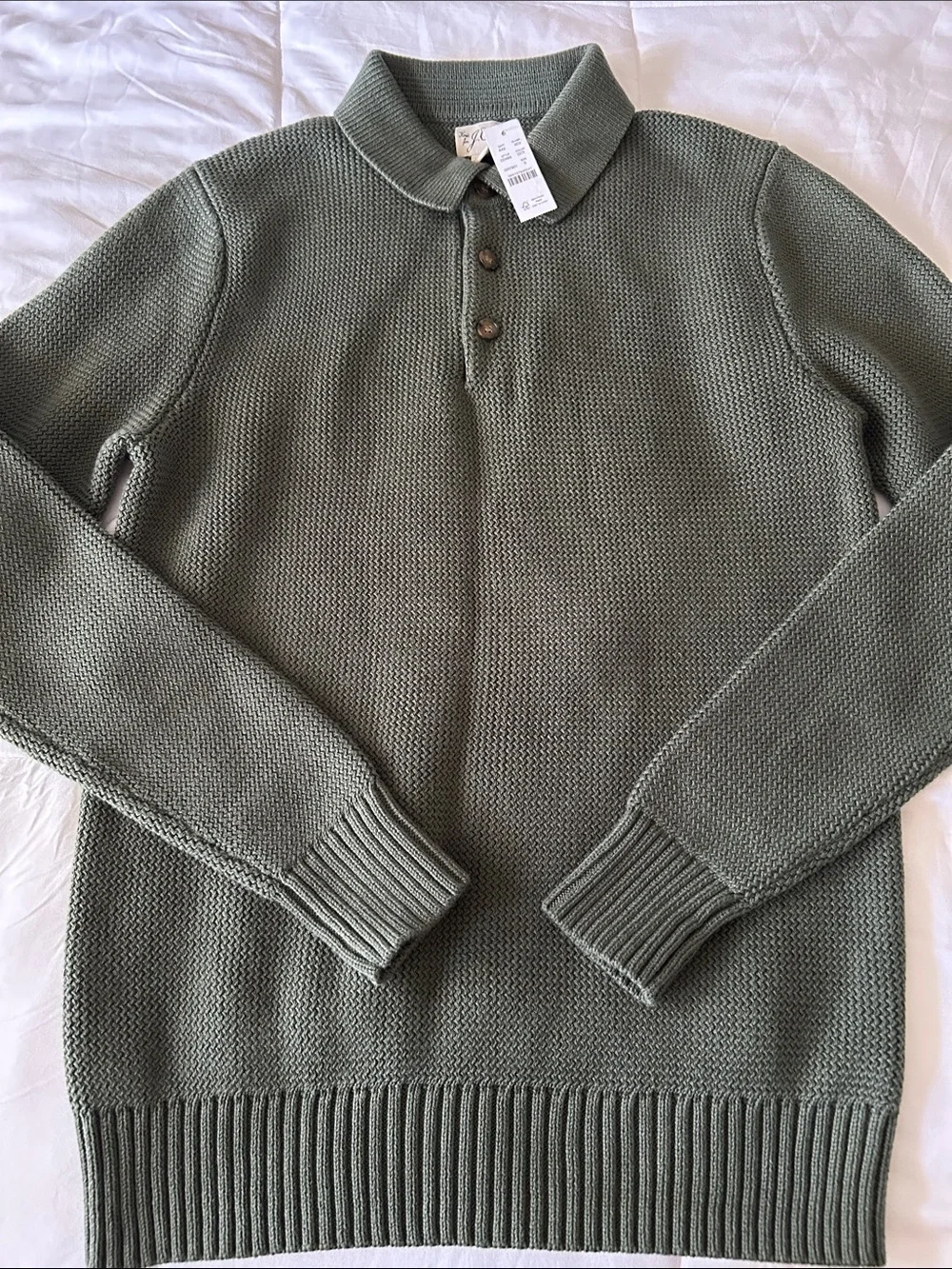 Cotton racking-stitch sweater-polo